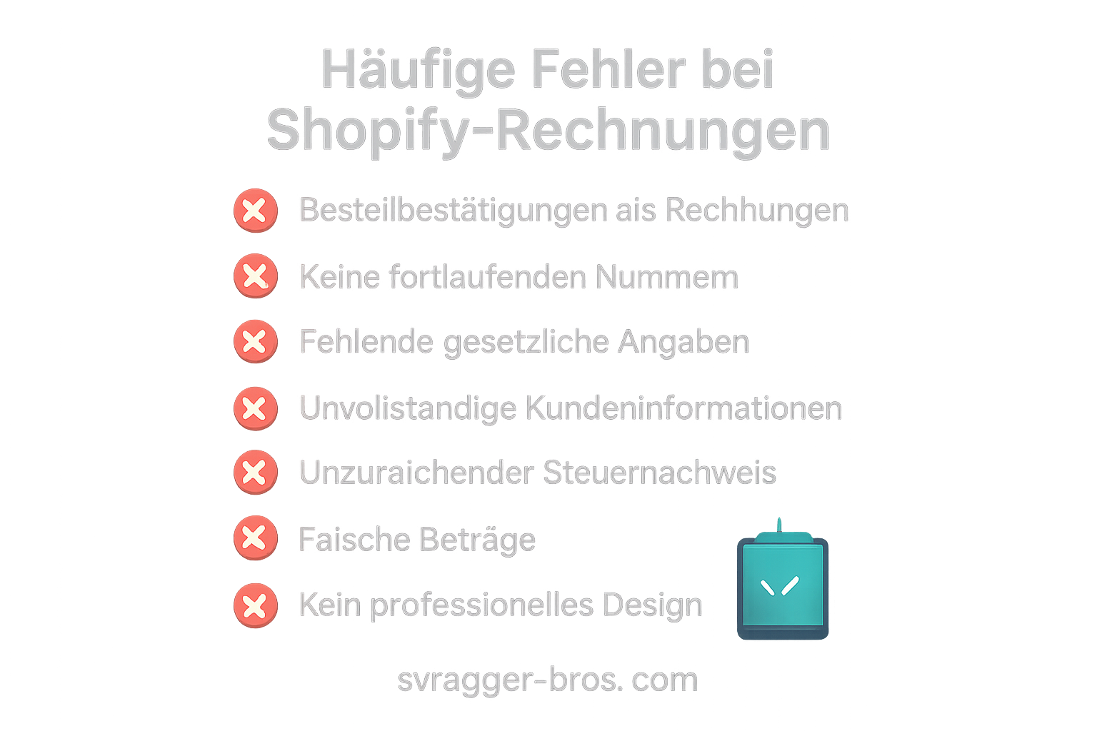 Checkliste der sieben häufigsten Fehler bei der Erstellung von Shopify Rechnungen