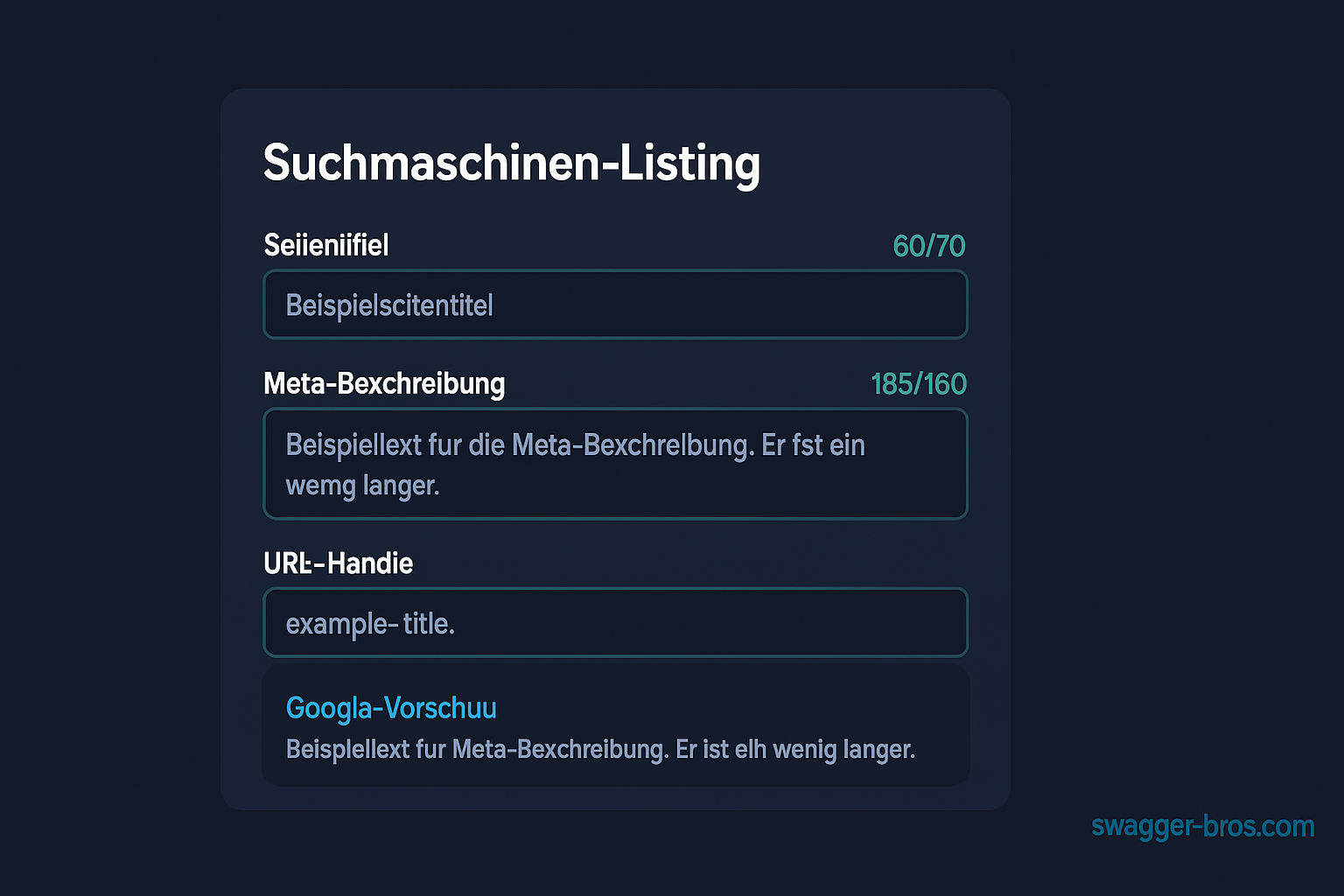 Shopify Produkteditor zeigt ausgefüllte SEO-Felder und Meta-Tags für Suchmaschinenoptimierung